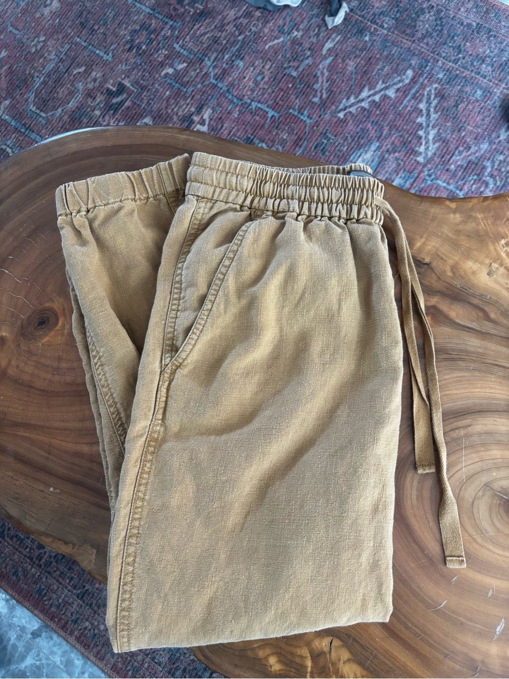 J.Crew Point Sur Seaside Linen Blend Joggers - Mustard Tan - Size 0